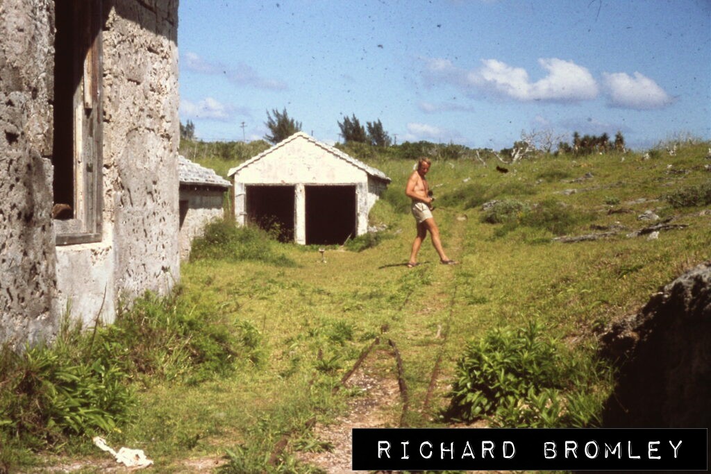 Niels Stentoft inspects the remains of Vincent Astors railway depot - Bermuda 1978